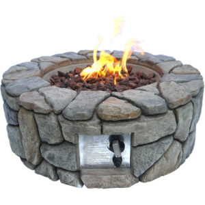 Peaktop Propane Gas Fire Pit Stone Look for Outdoor